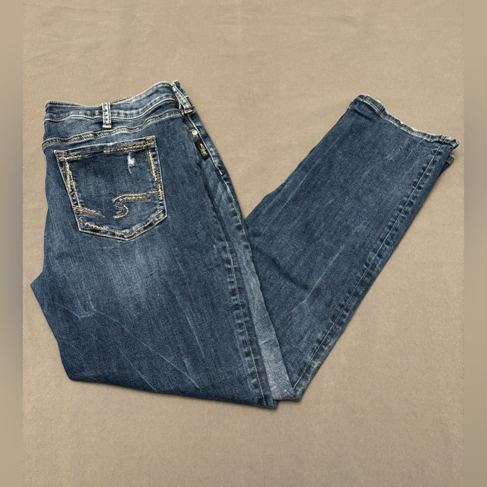 Silver Suki Straight Jeans Dark Blue Denim